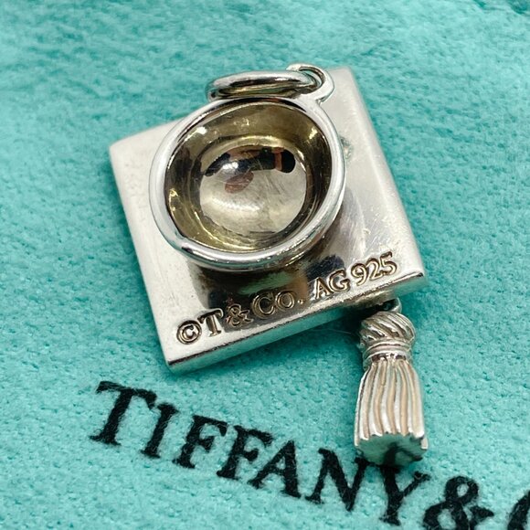 Tiffany & Co. Sterling Silver Graduation Cap Hat Tassel Charm Pendant - Picture 3 of 12